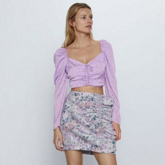 Zara jacquard ruffle mini skirt